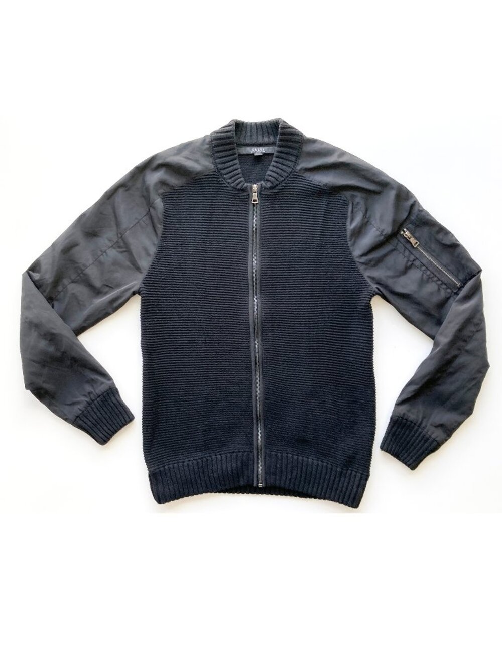 Guess Sweater Jacket Full Zip Y2K Satin Sleeves